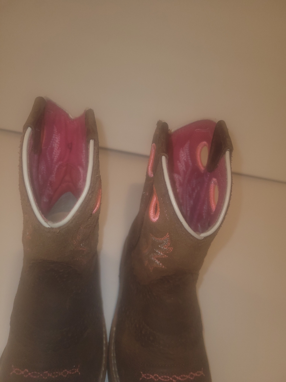 Ariat Kids Brown Western Boots with Pink Accents - Picture 5 of 5